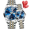 Olevs Stainless Steel fashionable Couple watches (Navy Blue) 2
