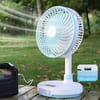 Rechargeable Foldable Table Fan – AC/DC Portable USB Rechargeable Folding Fan | 3 Speed | LED Light | Long Backup 3
