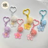 Sakura Pom-Pom Heart Keychain 1
