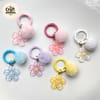 Sakura Pom-Pom Heart Keychain 1