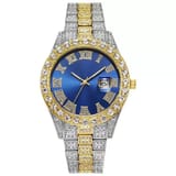 Cross-Border Hot-Selling Men's Watches Wholesale Steel Band Calendar Roman Diamond- 2