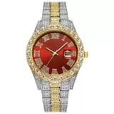 Cross-Border Hot-Selling Men's Watches Wholesale Steel Band Calendar Roman Diamond- 3
