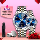 Olevs Stainless Steel fashionable Couple watches (Navy Blue) 1