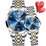 Olevs Stainless Steel fashionable Couple watches (Navy Blue) 2