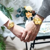 Olevs Stainless Steel fashionable Couple watches Full Golden 2