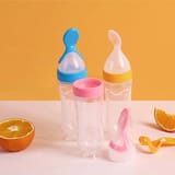 Silicone Baby Squeeze Feeding Bottle with Spoon 1