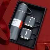 Stainless Steel Vacuum Flask Set with 3 Steel Cups 4