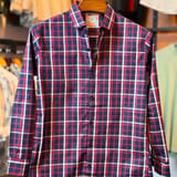 Aurenzo Navy Red Check Casual Shirt 1