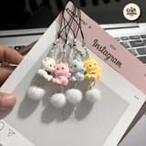Cat Phone Charm with Pom Pom 2
