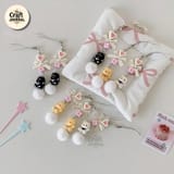 Cat & Bow Phone Charm with Pom Pom 3