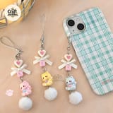 Cat & Bow Phone Charm with Pom Pom 4