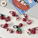 Retro Love Cherry Red Bear Cartoon Bell Keychain 2