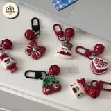 Retro Love Cherry Red Bear Cartoon Bell Keychain 4
