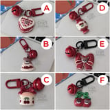 Retro Love Cherry Red Bear Cartoon Bell Keychain 5