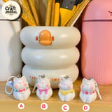 Cute White Cat Keychain – Chubby Kitty Bag Charm with Bow 2