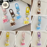 Kawaii Hello Kitty Figurine Charm – Colorful Bow Keychain Set 2