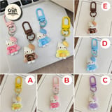 Kawaii Hello Kitty Figurine Charm – Colorful Bow Keychain Set 3