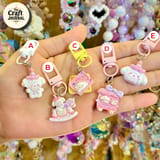 Cute Pastel Bunny Keychain – Rocking Horse & Carriage Bag Charm 2