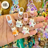 Cute White Cat Keychain – Sweater & Yarn Ball Bag Charm 1