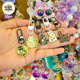 Cute Floral Cat Metal Keychain – Enamel Bag Charm with Flowers 1