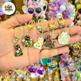 Cute Floral Cat Metal Keychain – Enamel Bag Charm with Flowers 2