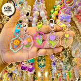 Cute Flower Acrylic Keychain – Colorful Floral Bag Charm 1