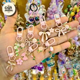 Cute Pink Bow Metal Keychain – Enamel Flower Bag Charm 1