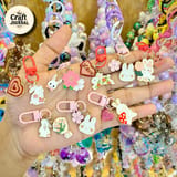 Cute Bunny Metal Keychain – Enamel Flower & Heart Bag Charm 1