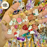 Cute Bunny Metal Keychain – Enamel Flower & Heart Bag Charm 2