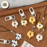 Cat Face Donut Figurine Charm – Colorful Bag Accessory 1