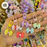 Cute Pastel Bow Keychain – Colorful Ribbon Bag Charm 1