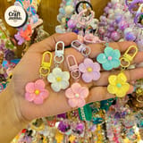 Cute Plumeria Flower Keychain – Colorful Tropical Bag Charm 1