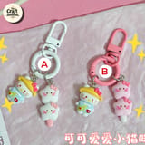 Cute Kitty Popsicle Keychain Set – Kawaii Double Charm Bag Accessory 2