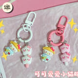 Cute Kitty Popsicle Keychain Set – Kawaii Double Charm Bag Accessory 1