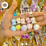 Cute Pastel Cat Plush Keychain – Kawaii Kitty Bag Charm 1