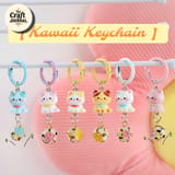 Cute Pastel Cat Bell Keychain – Kawaii Kitty Bag Charm 1