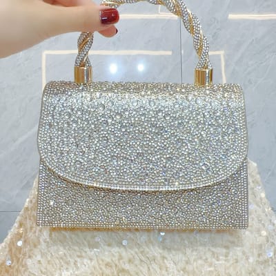 Crystal stone party clutch
