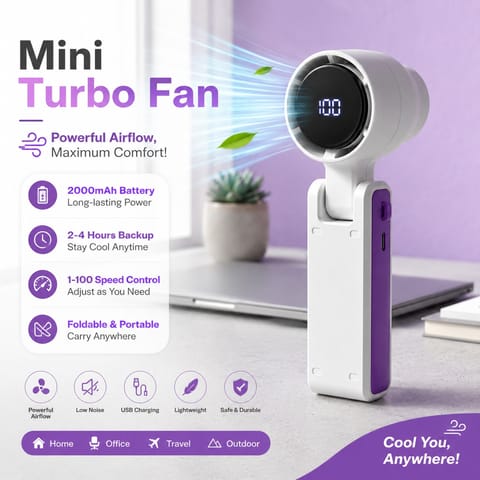 Portable Mini Turbo Rechargeable USB Handheld Fan