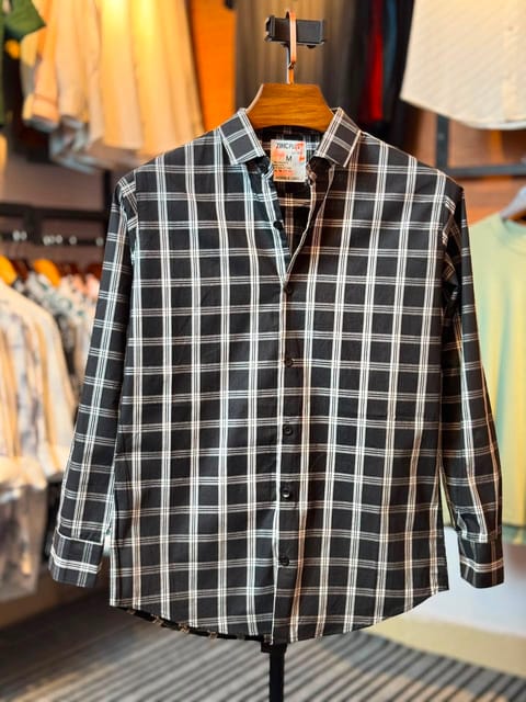 Aurenzo Black Check Casual Shirt
