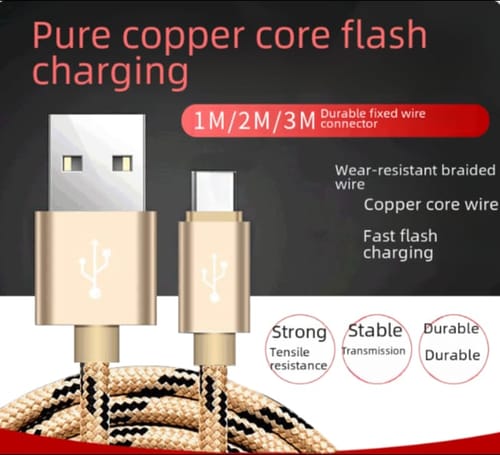 Premium USB to Type-C Fast Charging Data Cable 1M – 2A High-Speed Braided Charging & Data Sync Cable