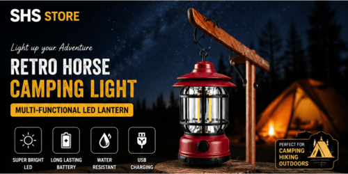 Rechargeable LED Camping Lantern – Multi-Functional Emergency Light | Horse Lantern | USB Rechargeable | SHS STORE