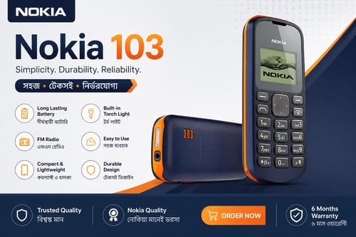 Nokia 103 Keypad Mobile Phone – Singlel SIM, Torch, FM Radio