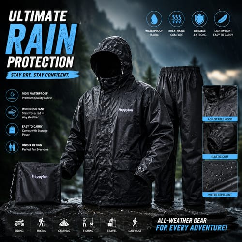 100% Water proof High quality Rain Coat With Pant