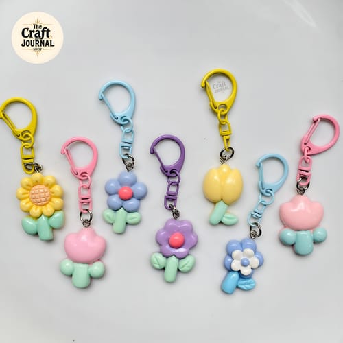 Cute Flower & Tulip Charm Keychain