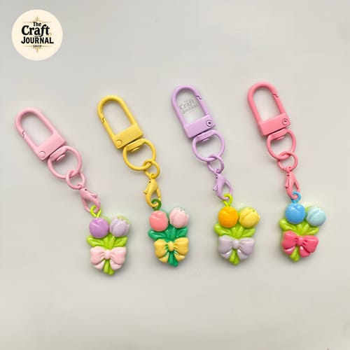 Blooming Tulip Bouquet Keychain
