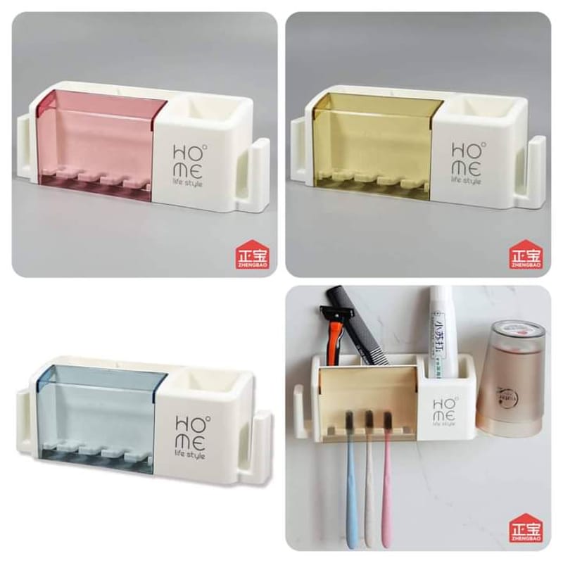 Wall Mounted Toothbrush & Bathroom Organizer