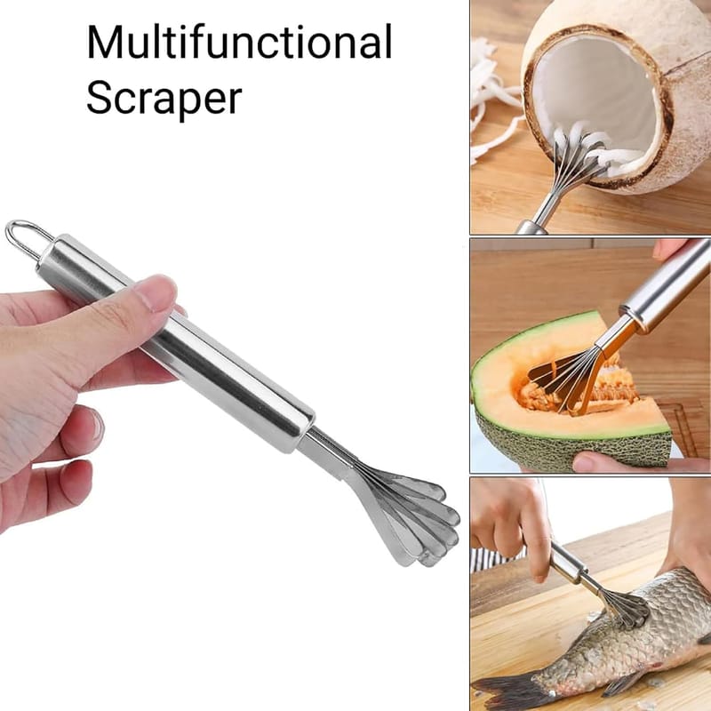 Stainless Steel Multifunctional Fish Scaler & Coconut Scraper