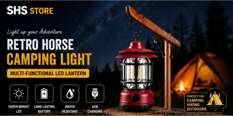 Rechargeable LED Camping Lantern – Multi-Functional Emergency Light | Horse Lantern | USB Rechargeable | SHS STORE