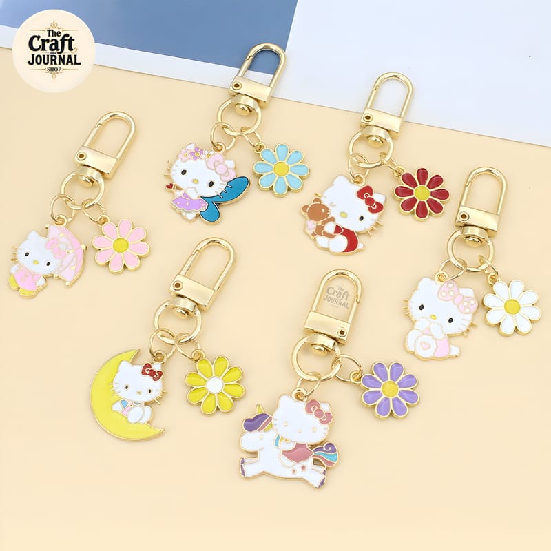 Hello Kitty Metal Charm Keychain