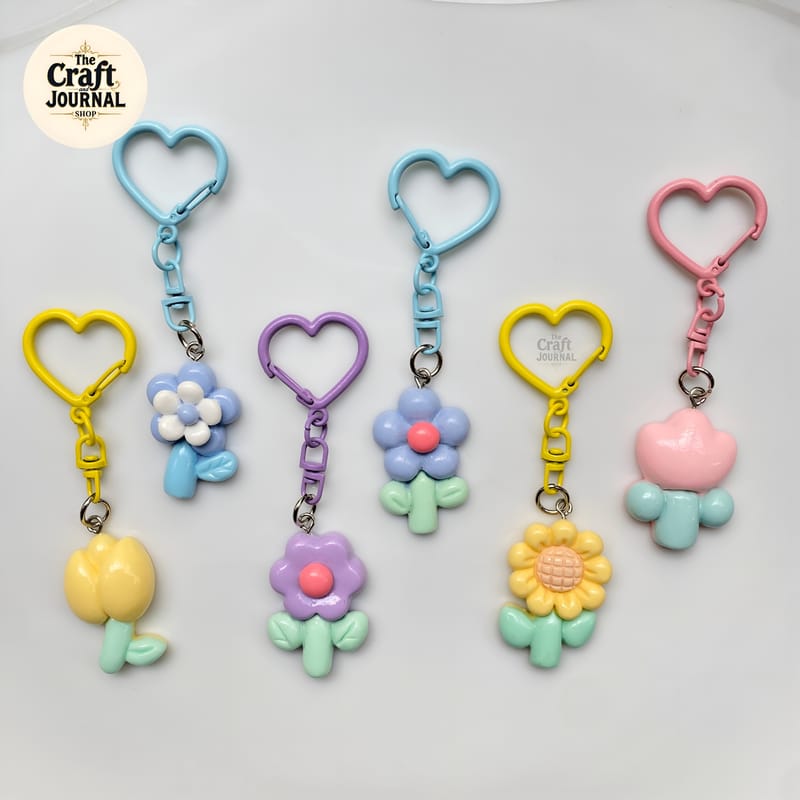 Cute Flower & Tulip Charm Keychain